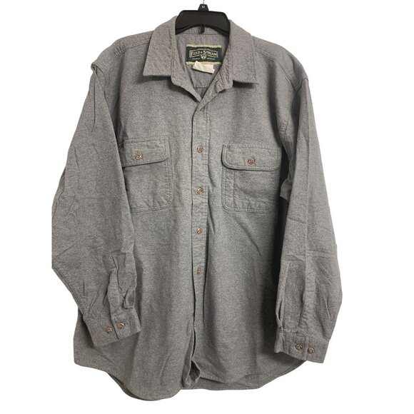 Field & Stream XXL Cotton Flannel Outdoor Shirt Gray Button-Up Winter - Picture 1 of 8